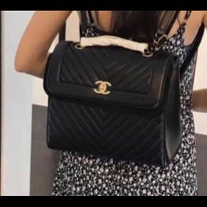 Chanel chevron backpack calfskin/ gold hardware